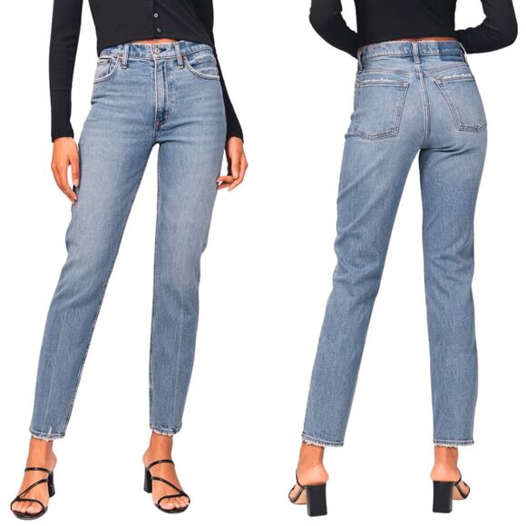 Abercrombie & Fitch Denim - Abercrombie & Fitch Jeans Womens Size 32 Blue The Mom High Rise Distressed Denim